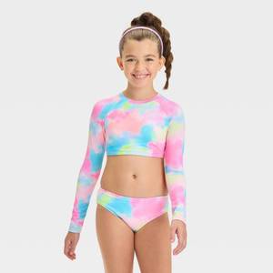 lot 12285 image: Girls Dip-Dye Design Midkini Set - Cat and Jack� XL UPF 50, 4-Way Stretch, Ribbed Textile