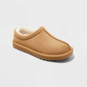 lot 12287 image: Kids Nola Faux Suede Clog Slippers - Cat and Jack� Brown 2 IndoorOutdoor, Cushioned Footbed, Slip-On, Medium Width