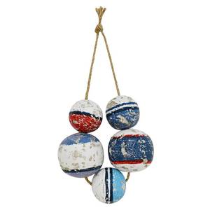 lot 12302 image: Morning View Buoy Decor Nautical Decor Wood Fishing Floats Decor for Home Coastal Wall Decor Hanging Decorative Boat Floats Wall Art Beach House Decor Nautical Ball with Rope Bathroom Decor 5 Inch