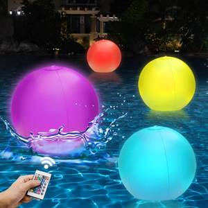 lot 12304 image: 4 Pack Light-Up Beach Balls - 12in Glow-in-the-Dark Pool Toys with 16 Colors and 4 Lighting Modes - Inflatable Floating Balls for Kids IndoorOutdoor Fun, Swimming Pool Games and Party Decorations