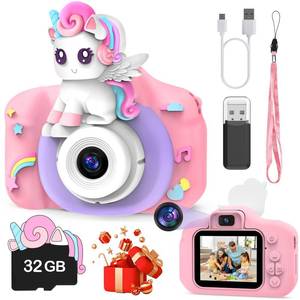 lot 12307 image: Skirfy Kids Camera,Unicorns Camera 1080P HD Digital Video Camera for Girl Toys 3-12, Selfie Camera Toys for Girls, Toddlers Birthday Gift Girl Toys Age 4-5 Boys with 32GB SD Card