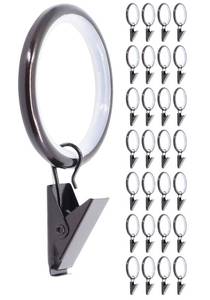 lot 12315 image: Meriville Drapery Curtain Rings with Clip - 1.5-Inch Inner Diameter, Fits Up to 1 14-Inch Rod (Set of 28 with Insert, Oil-Rubbed Bronze)