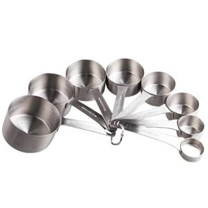 lot 12319 image: Smithcraft Measuring Cup Set of 8 Stainless Steel Measuring Cups188(304) Steel Material Heavy Duty 8 Measuring Cups and 1 Ring Set of 9