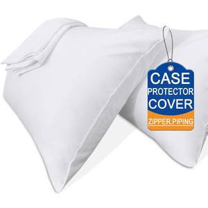 lot 12320 image: Precoco Pillow Cases Queen Size-100percent Cotton Pillowcase Covers with Zipper Hidden, Breathable and Ultra SoftPillow Covers for Easy Care, 2 PackWhite