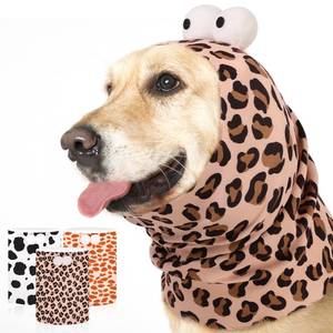 lot 12323 image: SAWMONG Dog Calming Hoodie with Ear Covers for Noise, Fireworks and Anxiety Relief, No Shake Ear Wraps, Dog Ear Muffs and Protector, Pet Grooming and Force Drying,Leopard, X-Large