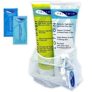 lot 12333 image: TRISWIM Body Care Gift Set  After Swim Body Wash and Lotion 8.5 fl oz Citrus-scented with Aloe Vera and Chamomile  Includes Shampoo and Conditioner Sample