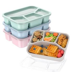 lot 12350 image: Bento Lunch Box for Kids (4 Pack), 4-Compartment Meal Prep Container with Transparent Cover, Freezer and Dishwasher Safe Food Storage Containers, Reusable Bento Adult Lunch Box for Work School Travel