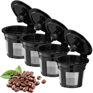 lot 12359 image: Reusable K Cups, 4 Pack Universal Fit Reusable Coffee Filters with Food Grade Stainless Steel Mesh Eco-Friendly Coffee Pods, for 1.0 and 2.0 Brewers