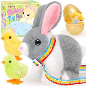 lot 12361 image: Tagitary Plush Bunny Toy for Kids,Easter Interactive Realistic Bunny with Leash,Golden Egg and Wind Up Toy,That Hopping,Ears Wiggling,Twitching Nose,Rabbit Toys Easter Stuffers Gift for Toddlers