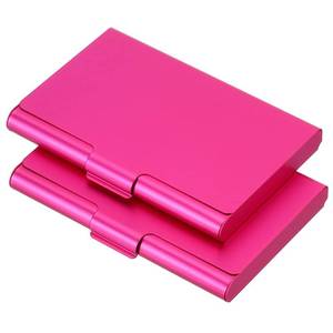 lot 12363 image: PATIKIL Business Card Holder, 2 Pack Aluminum Metal Card Case Professional Pocket Card Holder for Name Card Credit Card, Rose Red