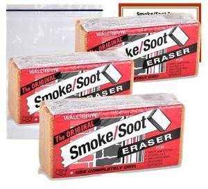 lot 16028 image: Absorene Smoke Soot Eraser Sponge 3 Pack with Storage Bag and Instruction Card