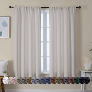 lot 16032 image: Simplebrand Ava Natural Blackout Curtains for Bedroom 63 Inch Length 2 Panels Set, Solid Thermal Insulated Energy Saving Rod Pocket Window Treatment Curtains Blackout Drapes, W40 x L63 Inch, Natural
