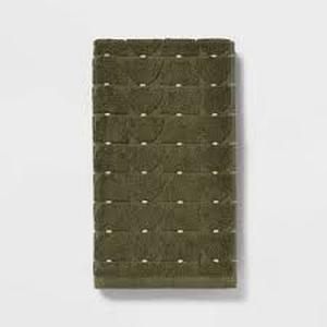 lot 4435 image: Threshold Kitchen Hand Towel Set of 2 - Green with Pattern