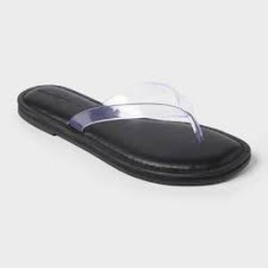 lot 4436 image: Universal Thread Black Slide Sandals with Clear Straps Memory Foam Size 8