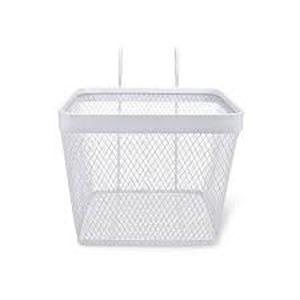 lot 4465 image: White Metal Mesh Bicycle Handlebar Basket - 10 lb Capacity