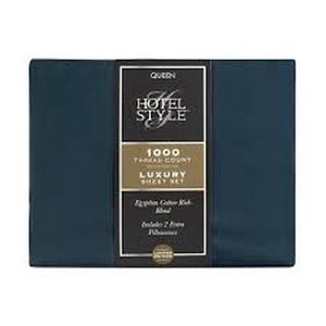 lot 4479 image: Hotel Style Queen Egyptian Cotton Sheet Set - Navy Blue