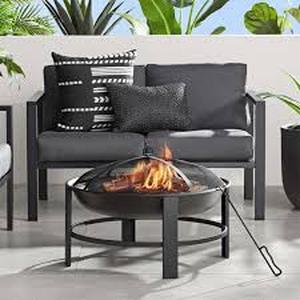 lot 5420 image: Mainstays 28-Inch Round Wood-Burning Fire Pit with Cover and Accessories