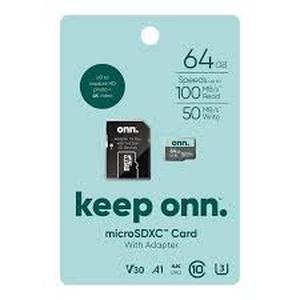 lot 6437 image: Keep Onn 64GB MicroSDXC Memory Card with Adapter V30 A1