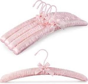 lot 6491 image: TOPIA HANGER Padded Hangers for Women Clothing,17-inch Satin Hangers 10 Pack Thick Foam Padded No Shoulder Bump for Sweaters, Coat, Blouses, Dresses-Pink