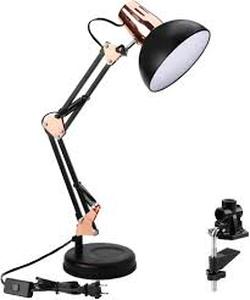 lot 1433 image: PowerKing Metal Swing Arm Desk Lamps, Adjustable and Flexible,Feading with Base and Clip 2-in-1 Function, Fit E26andE27 Bulbs Base, Application in Bedroom Living Room, Office Home&nbsp