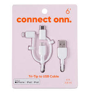 lot 12299 image: Connect Only 6ft Tri-Tip to USB Cable for iPhoneiPadiPod