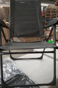 lot 4271 image: Set of 2 Patiojoy Folding Chairs Black Metal Frame with Gray Fabric