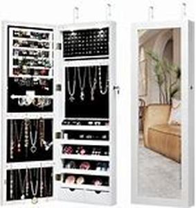 lot 4246 image: Wall Mount Jewelry Cabinet with LED Mirror Model JV10080