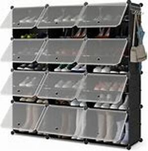 lot 4250 image: Costway Portable Shoe Rack Organizer 12-Cube 48 Pair Storage Cabinet