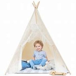 lot 4261 image: Kids Teepee Tent TP10048 with Wooden Poles