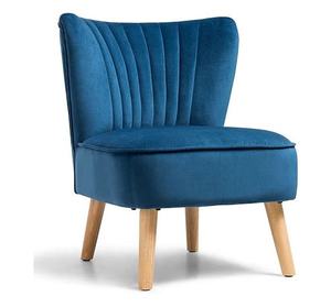 lot 4290 image: Channel Tufted Velvet Accent Chair in Teal Blue