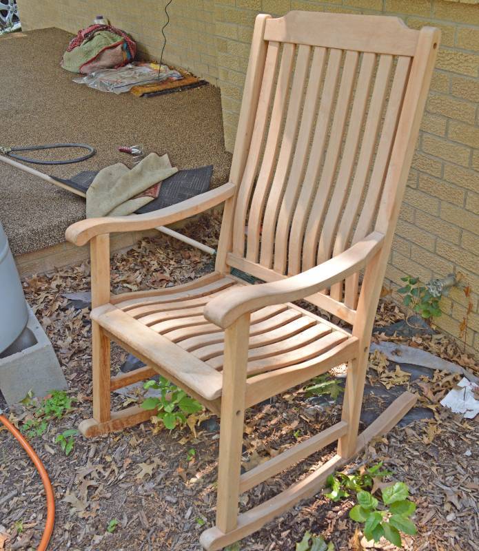 lot 4011 image: Teak Wood Weather Resistant Rocking Chair - Approximately 25x 44