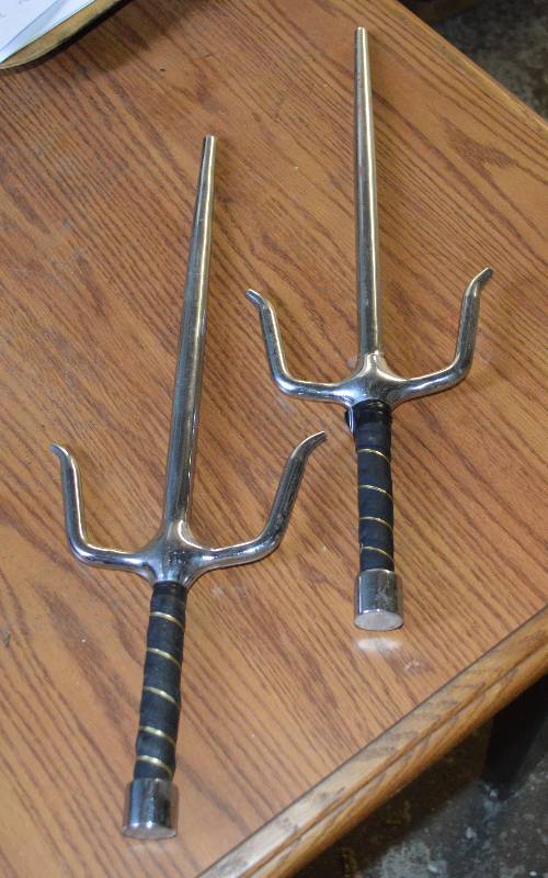 lot 4122 image: Pair of Metal Sai- Approximately 18 Long- Cool Martial Arts Weapons