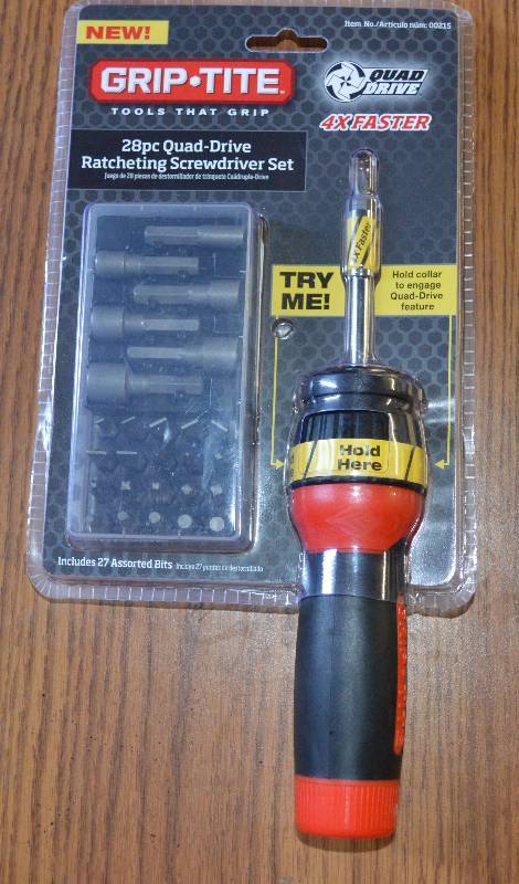 lot 4124 image: 28 Piece Quad-Drive Ratcheting Screwdriver Set- Wow