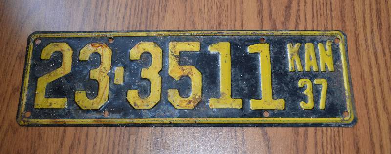lot 4151 image: 1937 Kansas License Plate- So Cool