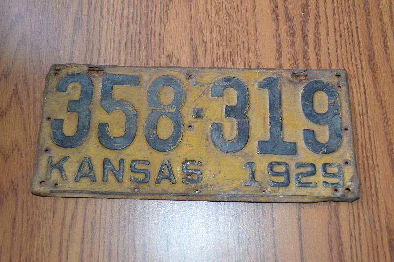 lot 4157 image: 1929 Kansas License Plate- Check it Out