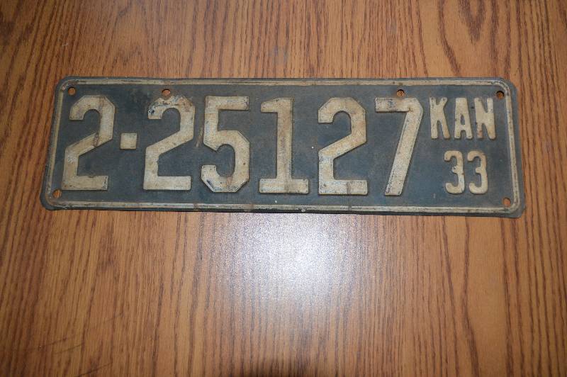 lot 4159 image: 1933 Kansas License Plate- Take a Look