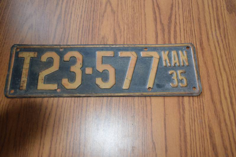 lot 4160 image: 1935 Kansas License Plate- Cool