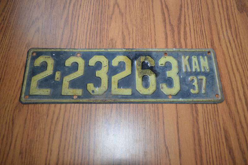 lot 4161 image: 1937 Kansas License Plate- Wow