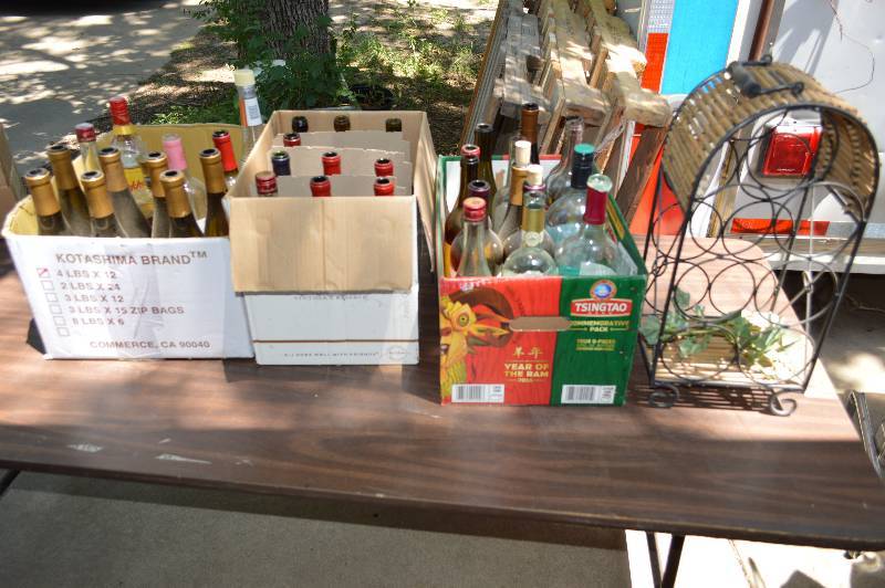 lot 4187 image: Lot of 7 Bottle Wine Bottle Holder and 3 Boxes of Wine Bottles- Wow