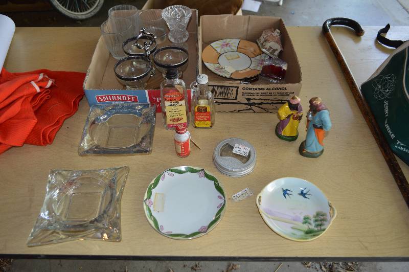 lot 4196 image: 2 Boxes of Misc.- Including Hand Paint, Nippon Plate, and Glassware- Take a Look