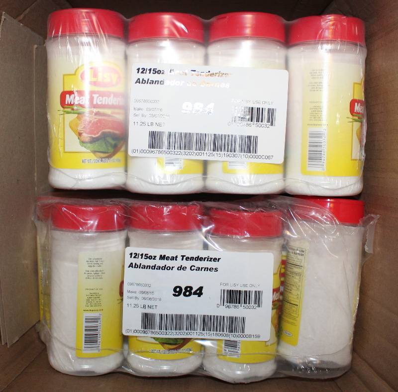 lot 4260 image: Lot of 24 Count Meat Tenderizer Bottles - 15 oz Containers