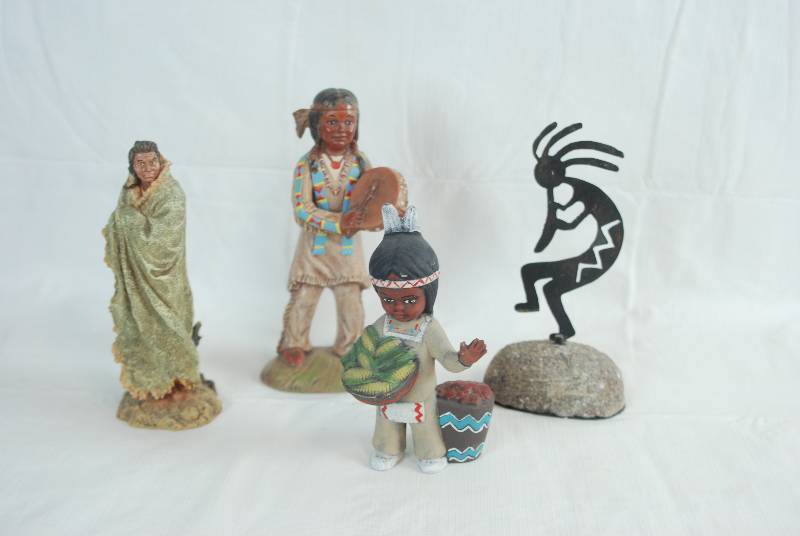 lot 2035 image: Lot of 4 Native American Indian and Southwestern Figurines - COOL