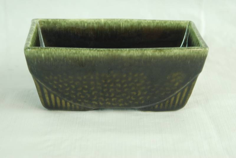 lot 2039 image: Vintage USA  75 Dark Brownish Green Window Box Pottery Planter (1960s )