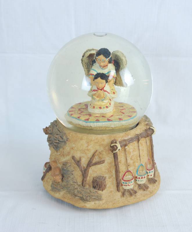 lot 2080 image: Native American Indian Figurine Snow Globe - Pretty