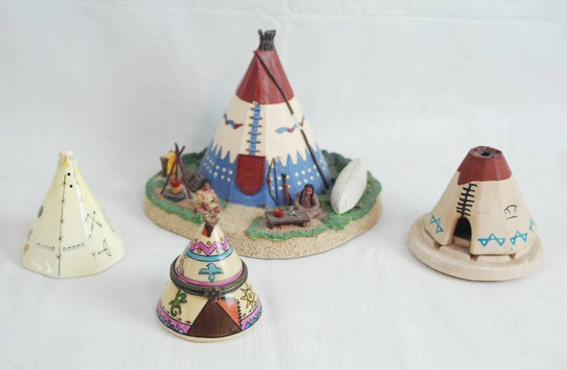 lot 2415 image: Lot of Tee Pee Collectibles - Ti-pi - Incense Burner, Trinket Box and More Nice Lot