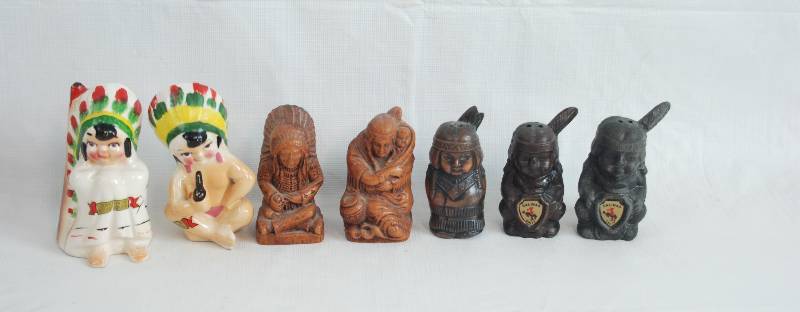 lot 2417 image: Lot of 3 Sets of SALT & PEPPER Shakers - Native American Indian Themed - Some Vintage See pics