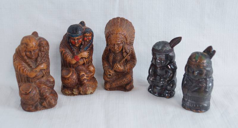 lot 2422 image: Lot includes Sets of SALT & PEPPER Shakers - Native American Indian Themed - Some Vintage See pics