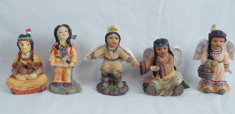 lot 2425 image: Lot of Native American Indian Figurines - Some Angels - Collectible