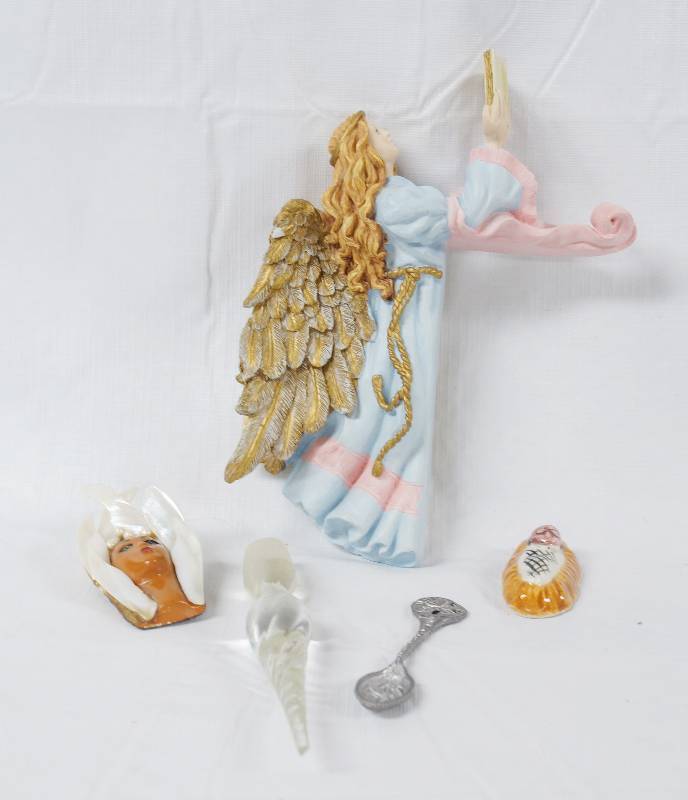 lot 3493 image: Lot of Various Pretties Beautiful Wall Hanging Angel and More Collectible Spoon, etc.
