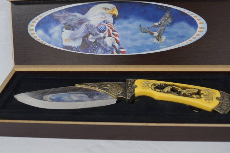 lot 3503 image: American Eagle Themed Collectible Pocket Knife in Original Gift Box - Excellent Condition